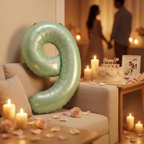 Image of YPSelected 32 Inch Large Foil Helium Number Balloon Birthday Wedding Party 0-9 (Olive Green, 9)