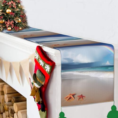 Chemin de table de Noël en lin imprimé idée cadeau décoration de table - 7