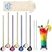 ecooe 7 Cannucce in Acciaio Inossidabile con Cucchiaio Cannucce Riutilizzabili Tubi per Bere Ø0,5*21,5 cm con 2 Spazzole per la Pulizia 1 Sacchetto Ideale per Cocktail,Succhi,Long Drink,Latte,Succhi