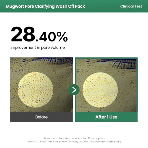 Image of AXIS-Y Mugwort Pore Clarifying Wash Off Pack - Face Exfoliator Targets Clogged Pores, Whitehead & Blackhead Remover - Vegan Korean Skin Care Glass Skin Clay Mask - 100 ml