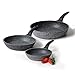 ProCook Granite - Set Poêles - Série 3 pièces - 20cm 24cm 28cm Induction - Revêtement antiadhésif Effet Pierre - Garantie Sans PFOA - Manche Isolant Bakélite