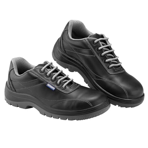 Image of NEOSAFE A1081, Leather Safety Shoes in Executive Look, Breathable and Lightweight, Metal-Free Composite Toe with ISI Marking, Black, Size 6