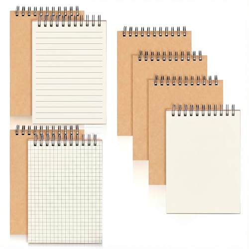 SALLYFASHION Notitieboek, A6, spiraalbinding, 8 kleine notitieboeken, 80 vellen, notitieblok