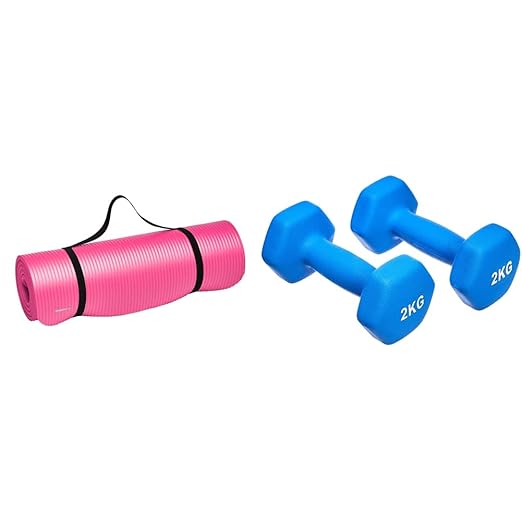 Buy AmazonBasics 13mm Extra Thick Yoga Mat with Carrying Strap, Pink