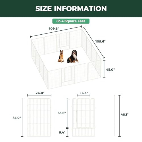 Image of FXW Rollick Unleashed Dog Playpen for Indoor, Yard, RV Camping, 45 inch 16 Panels for Large Dogs, White│Patented