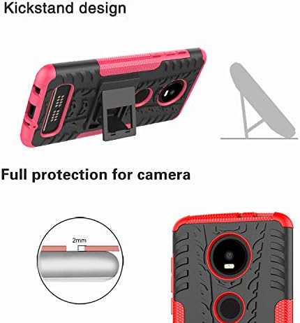 Miniatura 5 de Funda para teléfono Moto Z4, funda para Moto Z4, doble capa a prueba de golpes delgada protectora con función atril para Moto Z4 Play (negro)