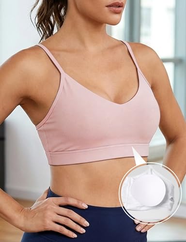 Image of Buauty Sports Bras for Women Criss Cross Back Medium Support Yoga Wireless Padded Bra with Removable Cups Racerback Bra 4 Gym