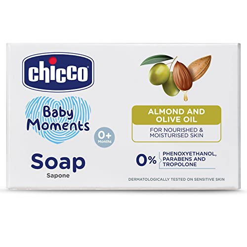 Chicco Baby Moments Bathing Soap for Babies with Almond & Olive Oil, 75g | Nourished & Moisturized Skin| Parabens & Phenoxyethanol Free | Dermatologically Tested on Sensitive Skin (B09SBDGG33) Amazon Price History, Amazon Price Tracker