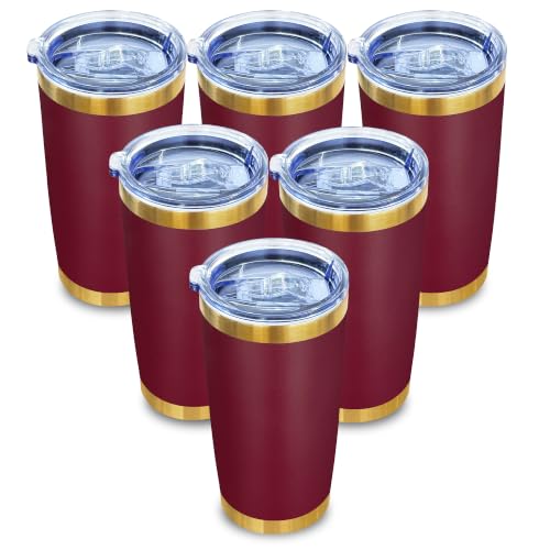 Image of 20 oz Tumbler Bulk Stainless Steel Tumbler,Burgundy,6 Pack