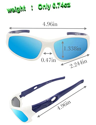 Vatter Kids Polarized Unbreakable Sports Flexible Square Sunglasses With Strap Uv400 Protection For Kids Boys Girls Children Youth 816Whitebluelenses #TOP2