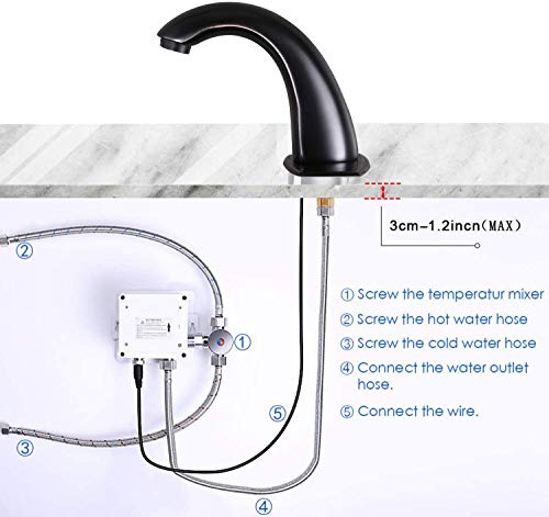 Charmingwater Touchless Bathroom Sink Faucet, Hands Free Automatic Sensor Faucet With Hole Cover Plate, Oil Rubbed Bronze #TOP5
