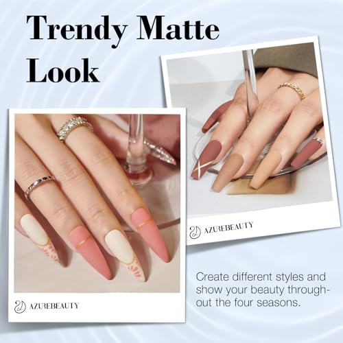 AZUREBEAUTY Dip Powder Liquid Set Bond, Base, Glossy Matte Top Coat, Activator, Brush Saver Dipping Powder Essential Tools No Nail Lamp Needed 0.5Fl oz 15ml 6Pcs