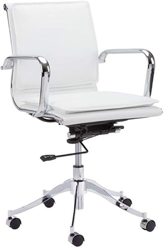 Sunpan Modern Morgan - Silla de oficina con respaldo completo, nieve