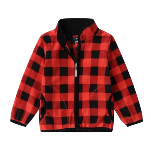 Image of LittleSpring Girls Boys Fleece Jacket Zip Up Lightweight Printing