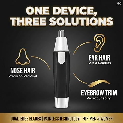 Image of 3-in-1 Electric Nose & Ear Hair Trimmer for Men & Women, Dual-Edge Blades Painless Nose, Ear & Eyebrow Hair Remover, Flawless Electronic Grooming Tool