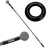 Golf Style ゴルフ練習器具 スイングトレーナー ウエイトアップ セット 重り 140g ウエイトリング ゴルフ トレーニング器具 スイング練習 室内 屋外 素振り 矯正 飛距離 グリップ 120cmサイズ (グレー/ブラック)
