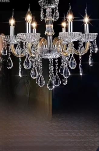 Image of Sanleen Antique Modern Contemporary Glass Chandelier Ceiling Lighting Lamp Hanging Chandelier (6 Lamp) (24 Inch) (Design 2)