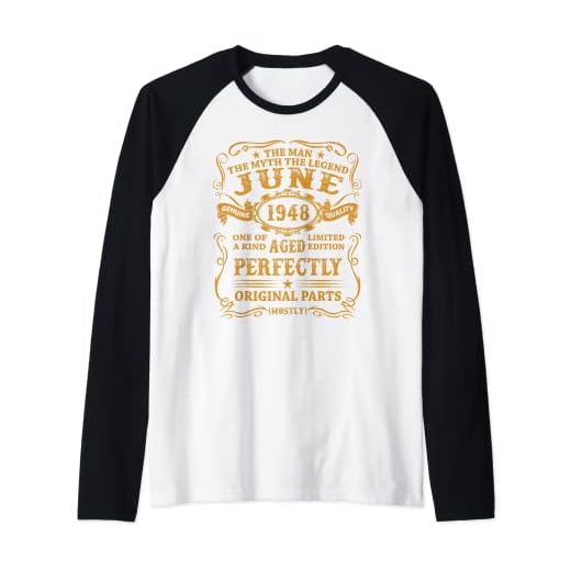 Hombre Nacido En Junio 1948 Vintage 75 Años Regalo Hombre Mujer Camiseta Manga Raglan