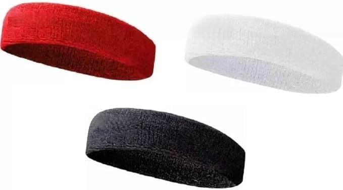 generic SYMKARD- Cotton Sport Band for Men and Women - Sports for Workout & Running, Gym Workout,Yoga Sweatband-All Sports Wear Fitness Band Unisex, Pack of 3 (Black, White & Red)-picture-31