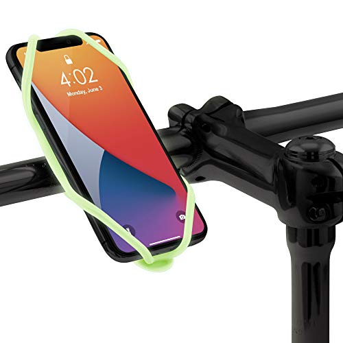 Bone Bike Tie 4, Bike Cell Phone Mount for Handlebar, Scratch-Free Silicone Holder with Anti-Slip Design, Universal Cycling Phone Holder Compatible with Most Smartphones (Luminous - Handlebar)