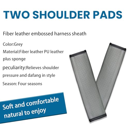 Image of Osilly Car Seat Belt Pads, 2 Pack Fiber Leather Seatbelt Shoulder Strap Covers, More Comfort Driving & Protect Your Neck, Universal Safety Strap Cover for Auto SUV Truck Airplane Backpack (Gray)