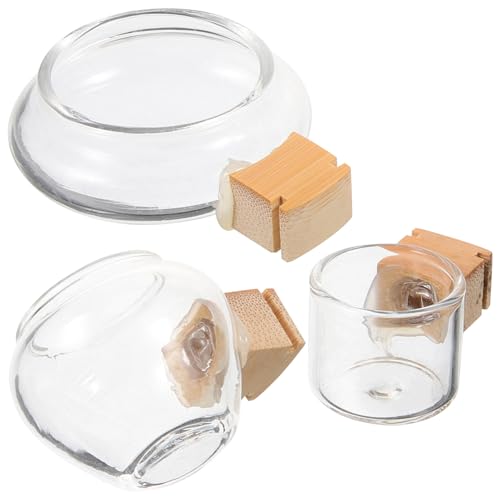 Kisangel Vogelkäfig-futternapf-Set Aus Glas Vogelfutterspender Papageien-futternäpfe Vogel-wasserhalter Für Tauben Papageien