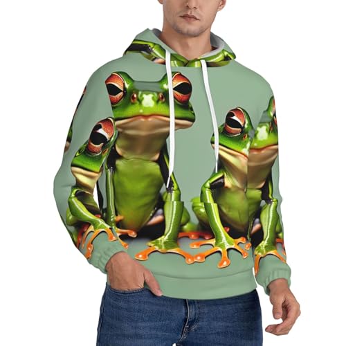 Sweat à capuche grenouille verte homme, pull imprimé amusant décontracté et léger