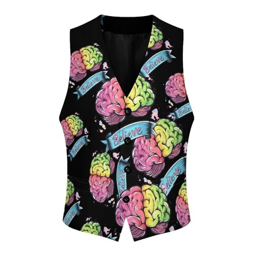 Believe - Brain Cancer Men's Suit Vests Dress Vest V-Neck Waistcoat Slim Business Formal with Pocket4