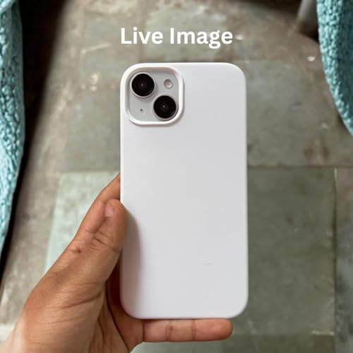 Image of Liquid Silicone Case Compatible for iPhone 13 White | Slim Back Cover | Soft Touch Bumper | Shockproof Drop Protection | Microfiber Cloth Inside | Sleek Solid Design