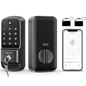 Smart Door Lock Keypad Compatible with Alexa Google Home, 5-in-1 Smart Entry Door Lock with Bluetooth & Door Sensor, Smart Deadbolt via App Control for Exterior Door Airbnb