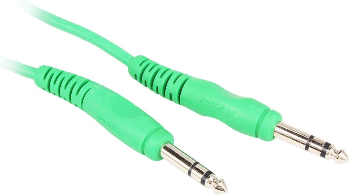 Rockville (8) RCTR103G 3フィート 1/4インチ TRS - 1/4インチ TRS バランスケーブル グリーン