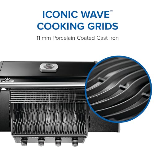 Image of Napoleon Rogue 525 Natural Gas Grill, Black, Durable 4-Burner Cooking Surface