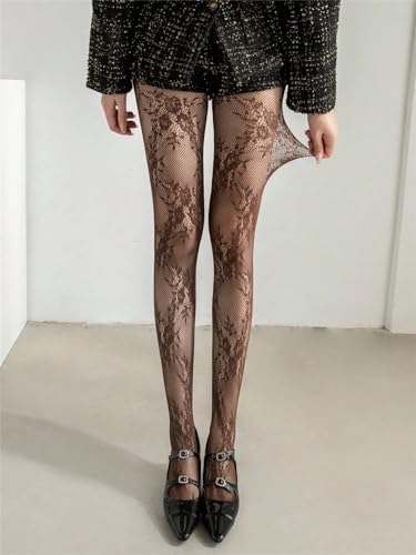 Image of SHENHE Women's Patterned Fishnet Tights High Waist Pantyhose Floral Stockings