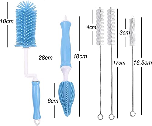 Silicone Bottle Brush Cleaner, Soft Silicone Baby Bottle Brush For Cleaning Water Bottles, Baby Bottles, Thermoses, Glasses Cups, Wine Glass, Food Jars (Blue) #TOP6