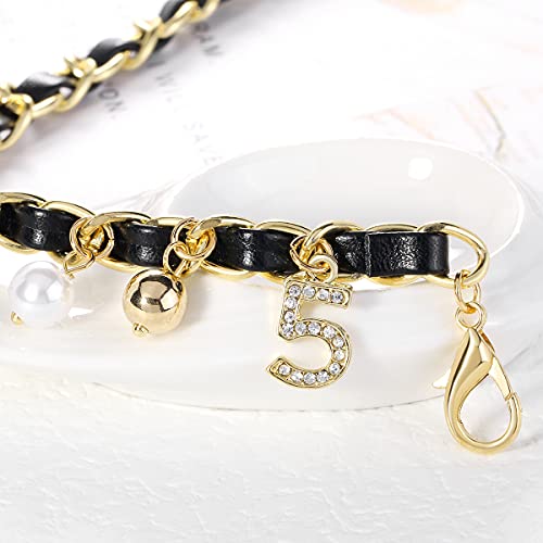 U/B Camellia Pearl Necklace Women Beauty Portrait Pendants Necklaces Black Weave Leather Chain Gold Necklace Crystal Letter 5 Charms Name Necklace Girl Mom #TOP4