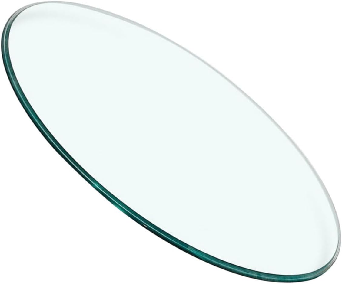Garneck Thickened Tempered Glass Round Table Top Shatterproof Smooth Edges Home Dining Table Cover