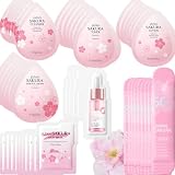 Mini Travel Skincare Products, Mini Travel Items Including Isolation Cream, Face Wash, Serum, Toner, Lotion, Cream, Sakura Mud Mask, Face Skin Care Routine Kit Organic Skin Care Set (70pieces)
