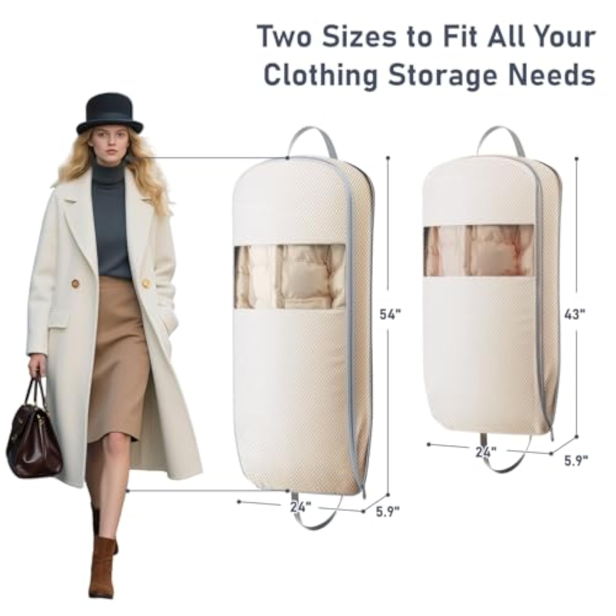 4 Pack 43" Space Saving Garment Bags for Hanging Clothes