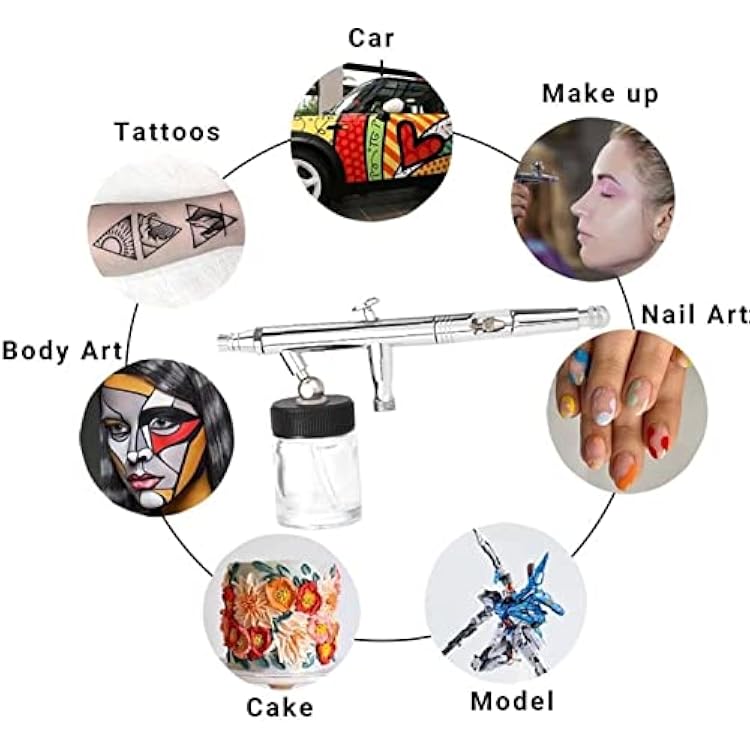Airbrush Kit Multi-Purpose Airbrushing Kit 0.5mm 22cc Siphon Feed Dual-Action Airbrush Kit for Model Painting Nail for Nail Art, Makeup, Painting, and Cake Decorati