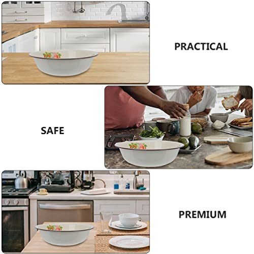 Tazón esmaltado vintage de 11.02 pulgadas con base antideslizante para cocina miniatura 5