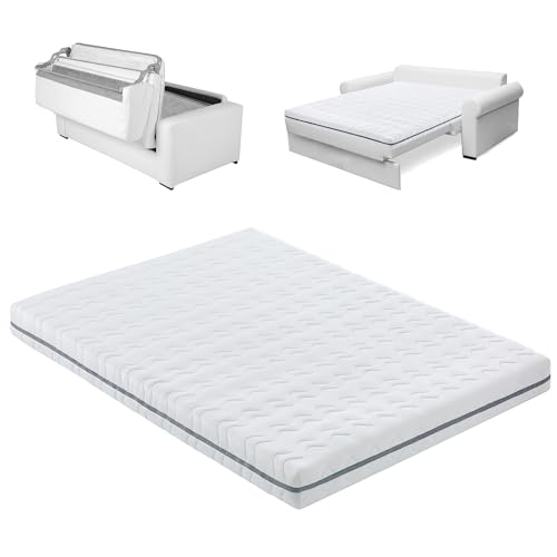 EROSS CONFORT Colchón Sofá Cama Sistema Italiano.Individual 90x190 Funda con Cremallera Lavable y Transpirable. Tratamiento Antibacterias. Regalo de Manta Plaid para para Sofá. Blanco