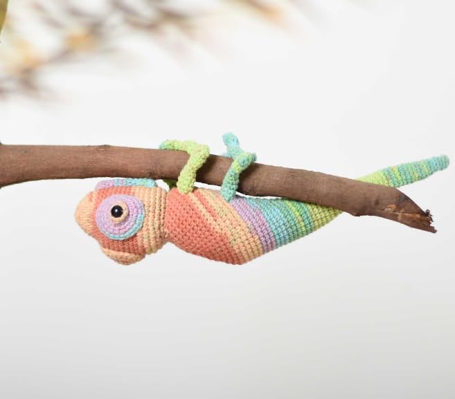 Handmade Crochet Toy Amigurumi Toy Animal Toy Yarn Gecko Rainbow Gecko Stuffed Toys Plush Gecko Toys for Girls & Boys Crochet Toy Birthday Gift Kids