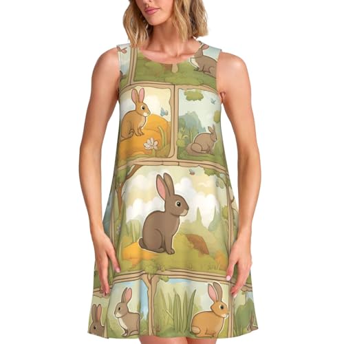 Vestido de verano con estampado de animales lindos y corte suelto