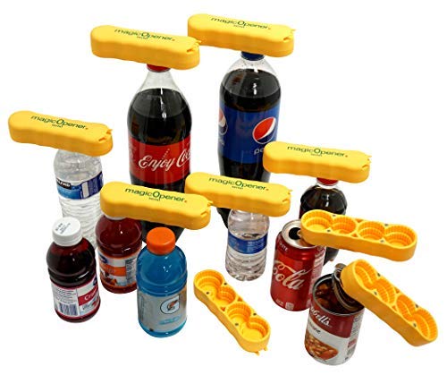 Magic Opener Mini | 3-Pack Special | Soda / Water & Juice Bottle Openers | Twist Off Plastic Bottles Ez | Open 8 Different Cap Sizes | Arthritis Help | Elderly Aids | Pull Tab Soup Cans Helper | Gifts #TOP2