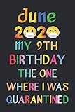 june 2020 my 9th birthday the one where i was quarantined: happy quarantine birthday notebook gifts for women and men, funny card alternative, lined ... 120 pages, 8.5x11, soft cover, matte finish