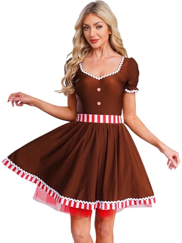 Vestido de pan de jengibre para Nochebuena y fiestas de disfraces navideñas familiares