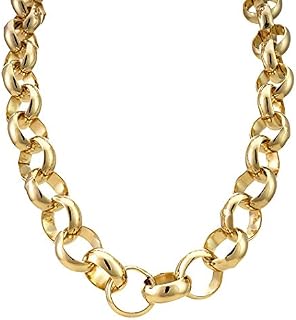 THE BLING KING Gold Belcher Chain Necklace - Premium Gold Plated Jewellery - Smooth and Shiny Belcher Chain for Men & Women - Chunky Chain Necklace (16MM, 24-INCH NECKLACE)