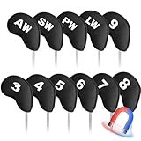 ゴルフアイアンカバー 11枚セット マグネット式開閉 ゴルフヘッドカバー ウェッジカバー ネオプレン素材 軽量 番号付き ヘッド保護カバー LT-018