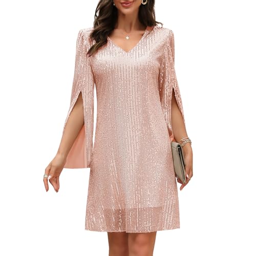 Image of COOAN Wedding Guest Cocktail & Formal Dresses for Women - Lace Sequin Dress