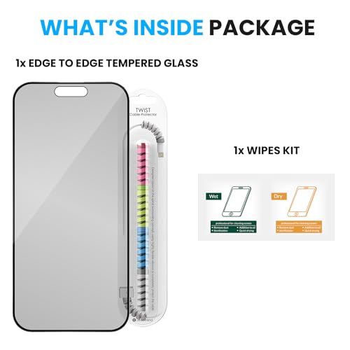 Image of FIRST MART Matte Anti-Glare Tempered Glass for iPhone 16 Pro and iPhone 17 With Installation Kit | Military-Grade Gaming Screen Protector & Cable Guard | Edge to Edge Coverage | Black